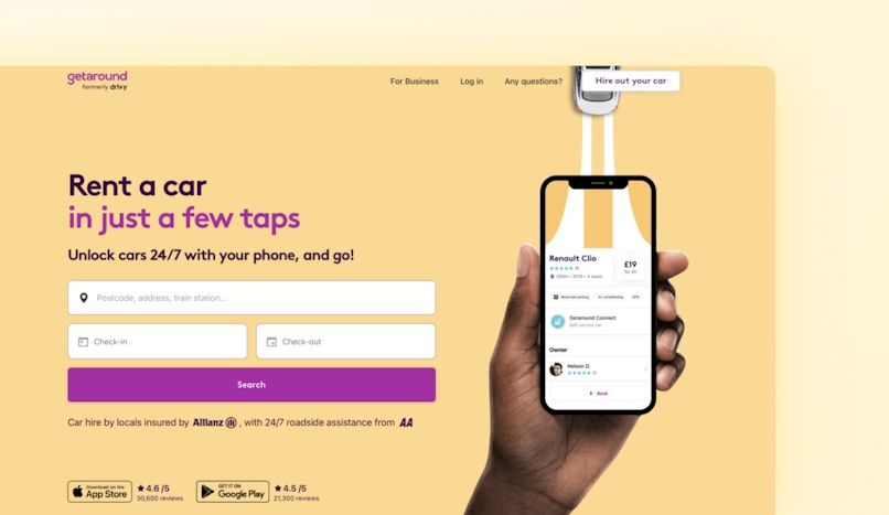 The 7 Best Gig Economy Apps for Couriers to Make More Money: GetAround app