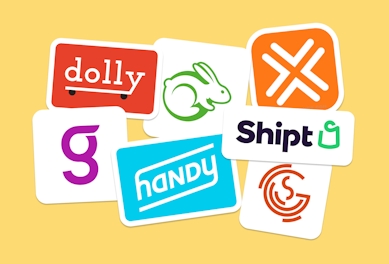 Logos for Dolly, Task Rabbit, Shipt, Handy, GigSmart, and Get Around
