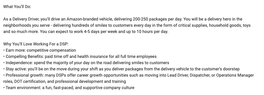 Amazon's job board listing covering what they are looking for.