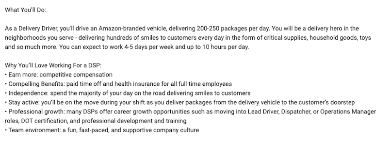 Amazon's job board listing covering what they are looking for.
