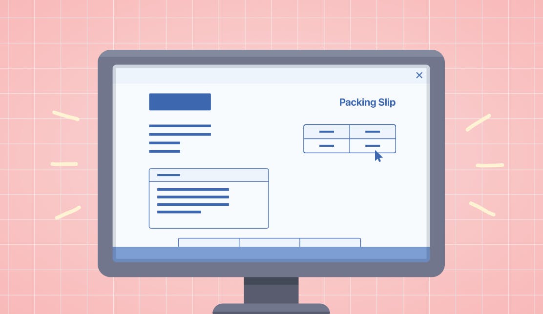 desktop pc showing how to create a packing slip on a website