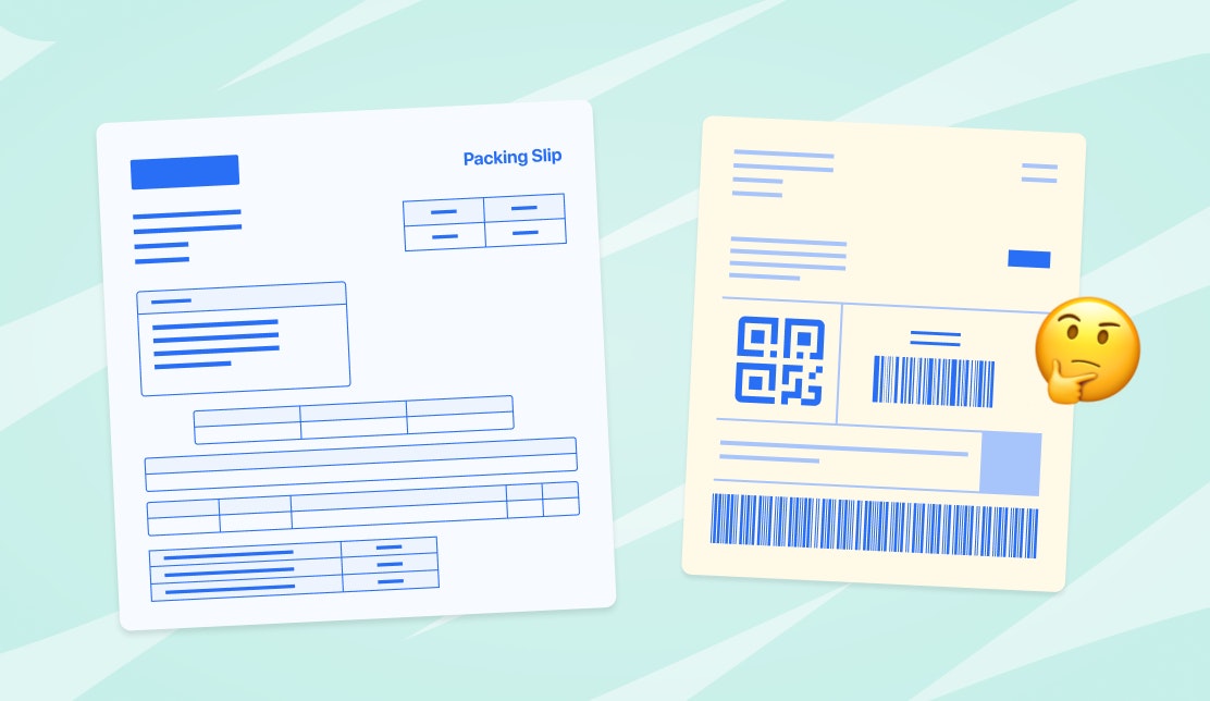 Thinking emoji with a packing slip vs shipping label