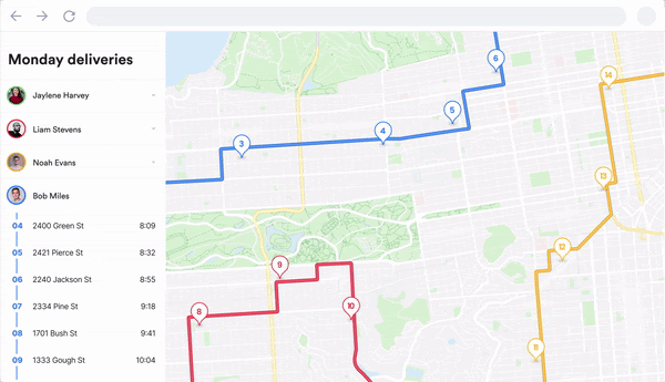 GIF of routes in progress