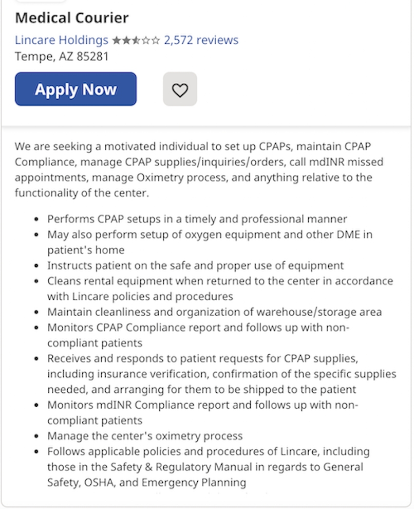 Medical Courier Job Description