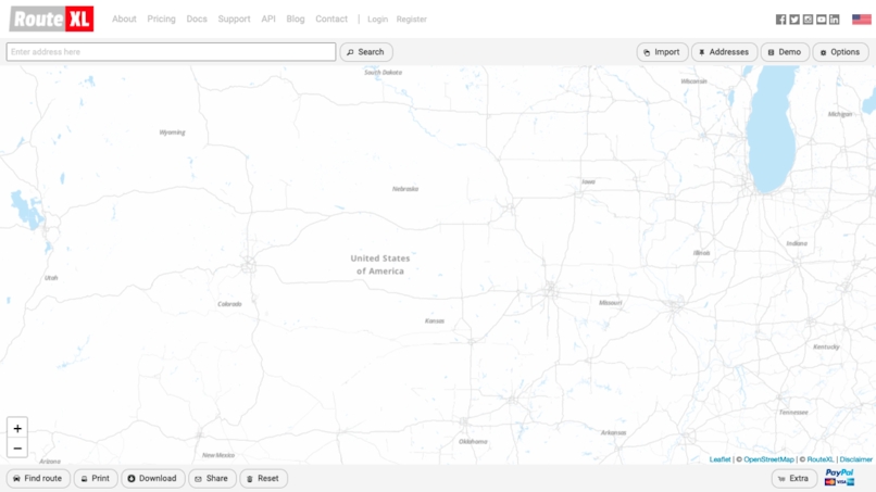 Image shows RouteXL's homepage.