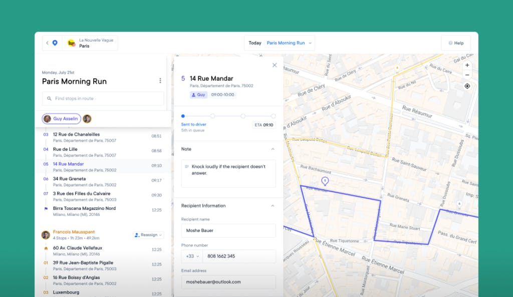 Monitor deliveries and routes in real time to check on progress