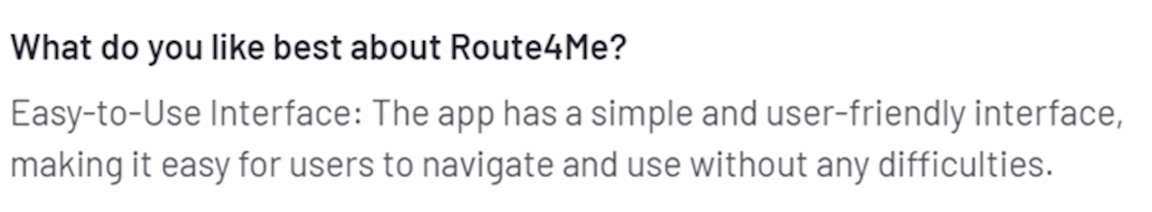 User review highlighting Route4Me's simple, user-friendly interface