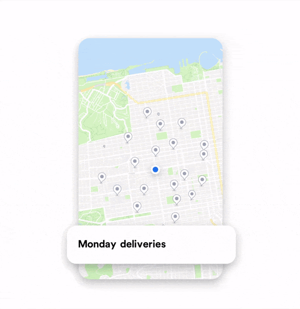 Easily optimize routes within Circuit (GIF showing Monday Deliveries within the platform).