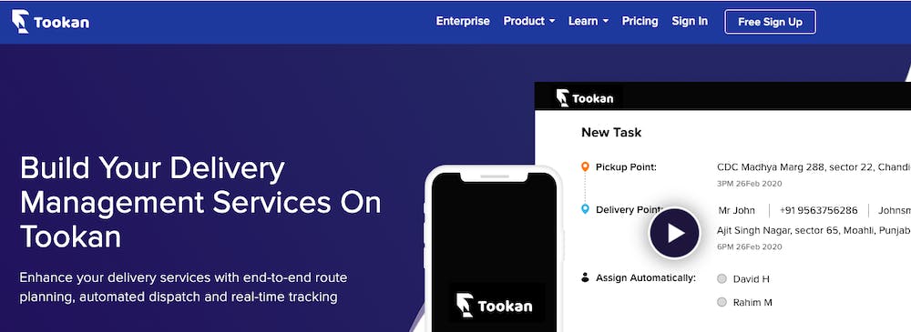 Tookan: Build your delivery management services on Tookan (homepage)