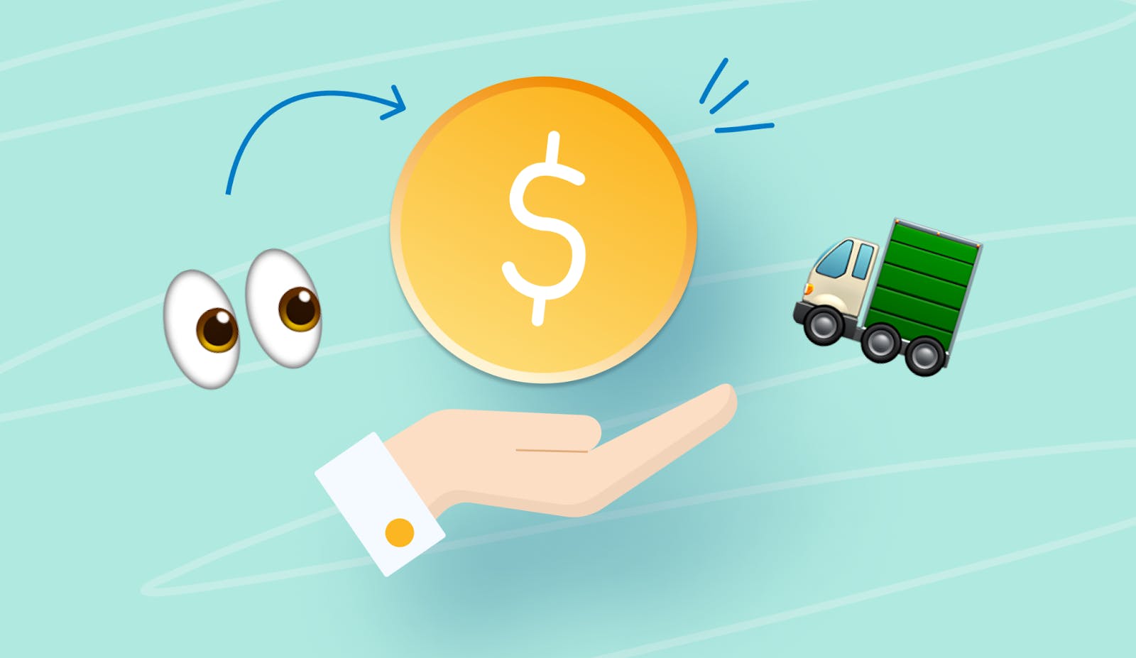 money symbol illustration with truck