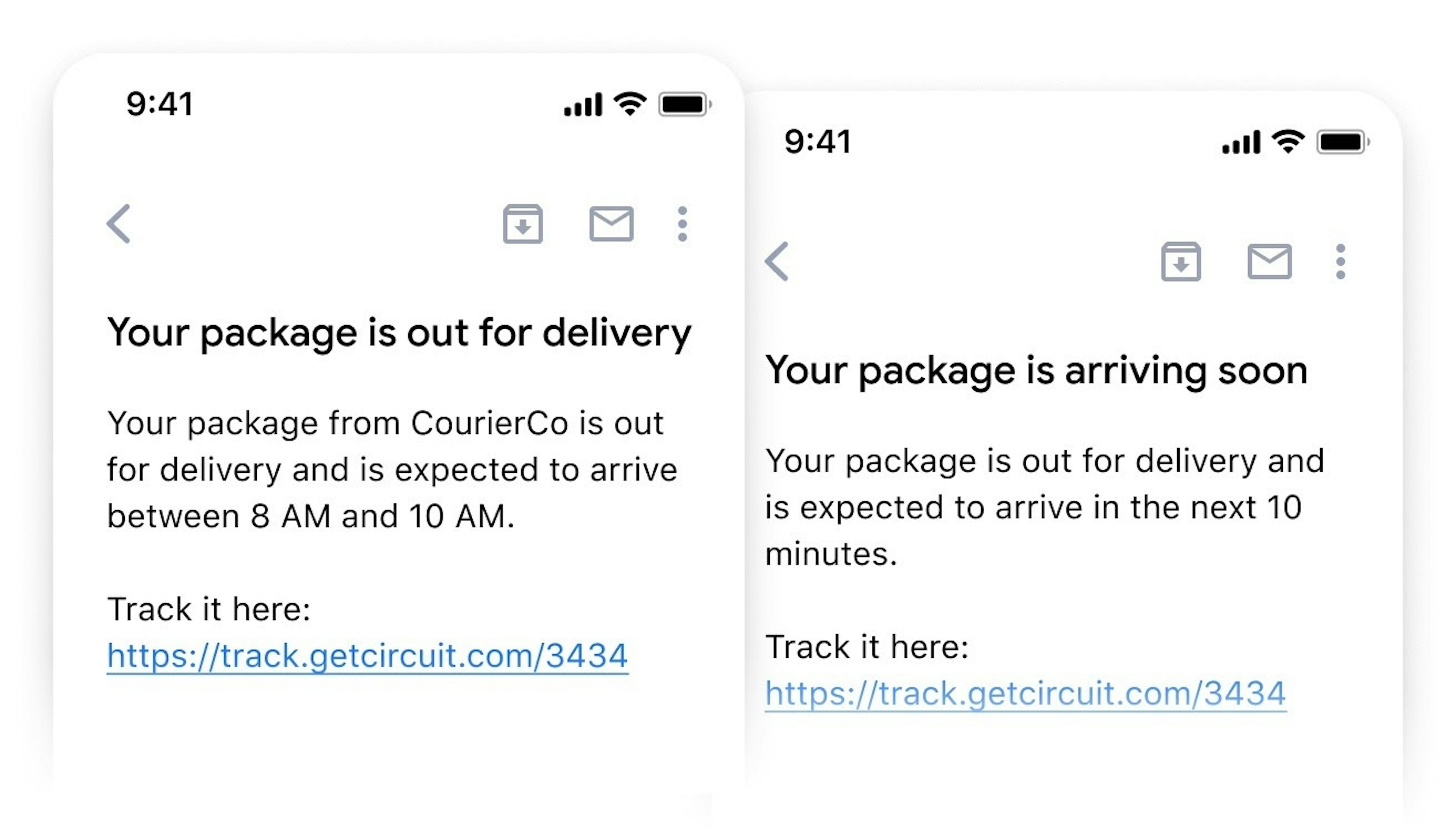&quot;Your package is out for delivery&quot; notifications 
