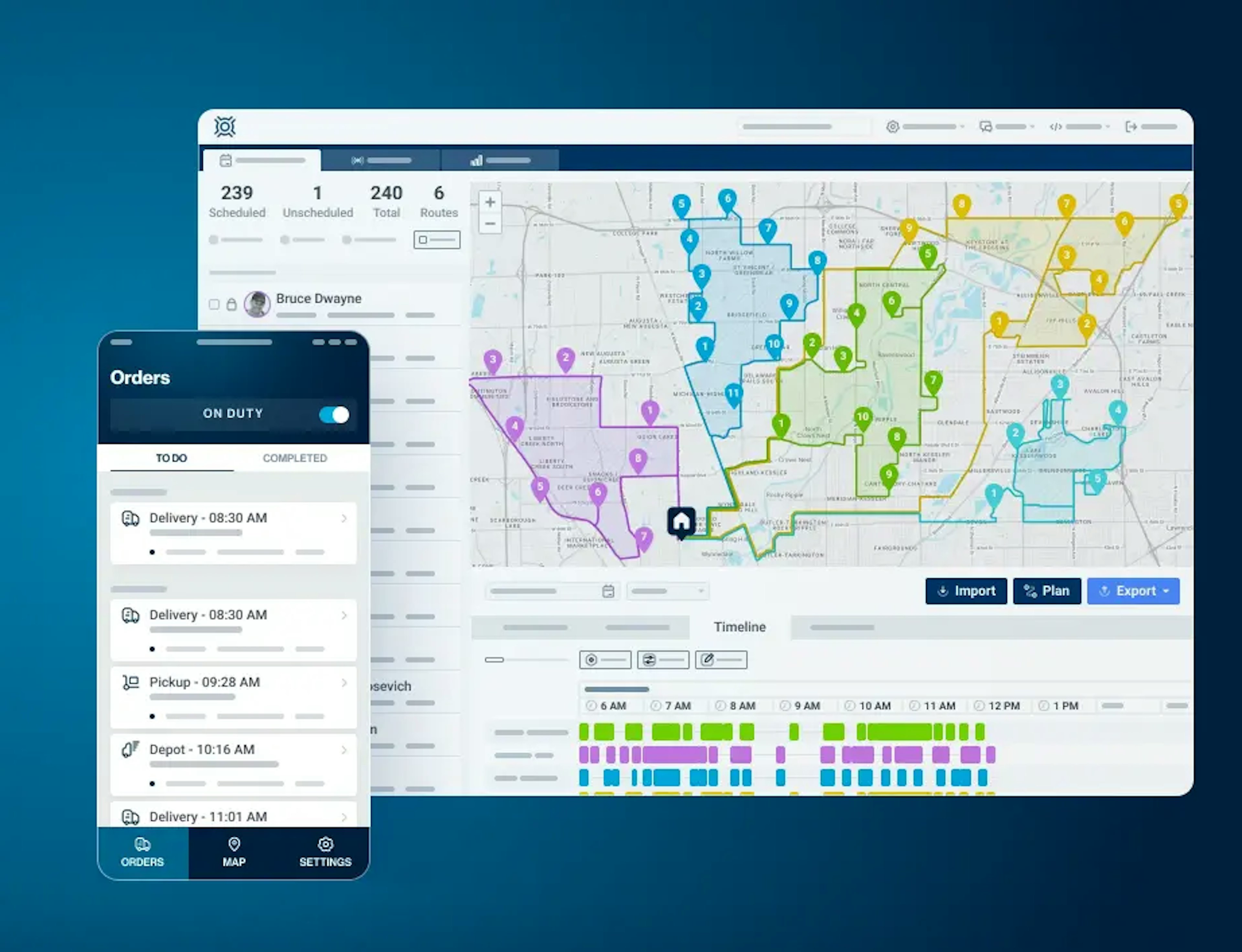 OptimoRoute with route optimization map interface