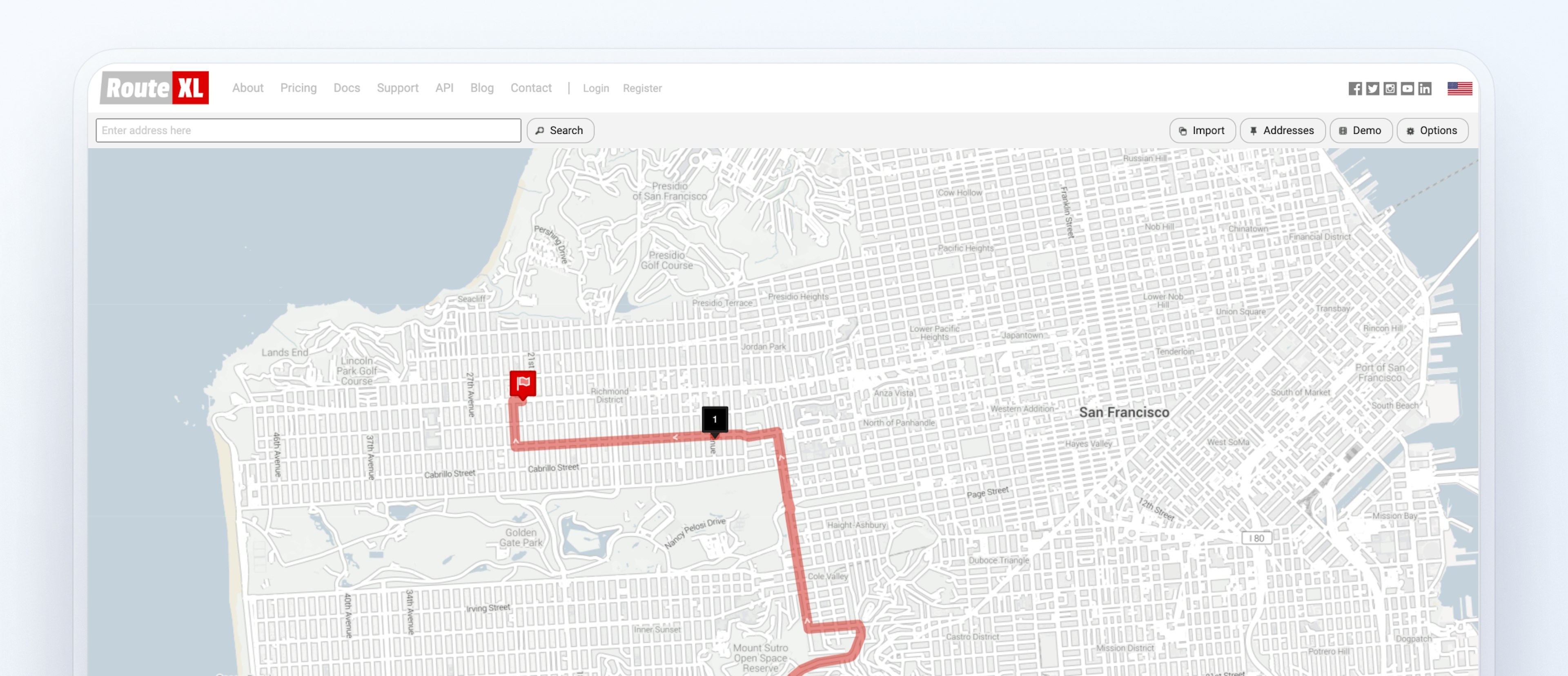 RouteXL route planning web app