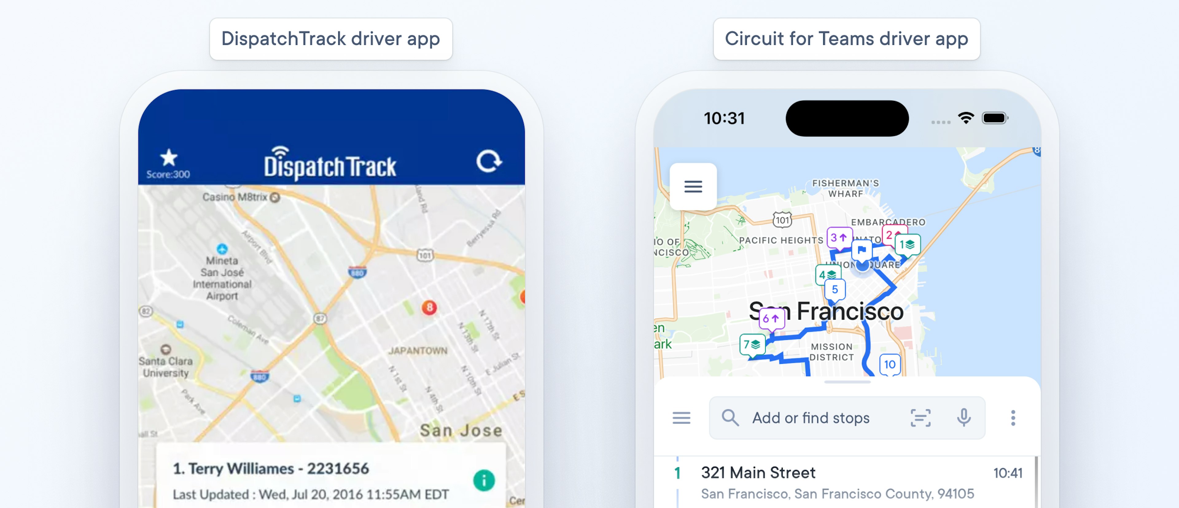 DispatchTrack and Circuit for teams driver app