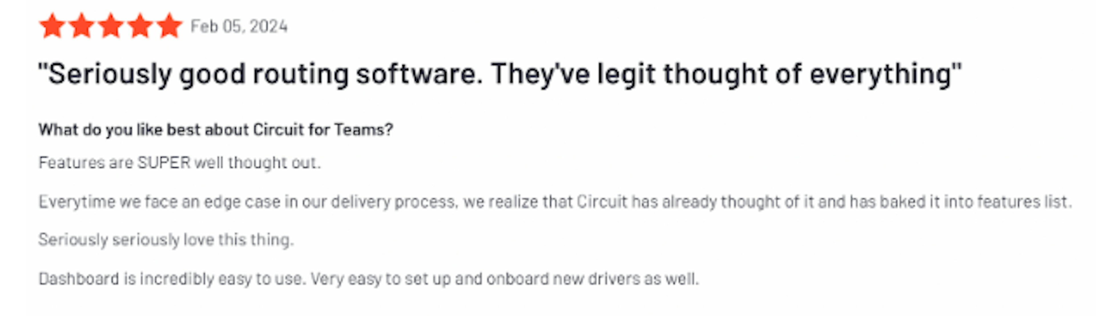 Screenshot of reviews about Circuit