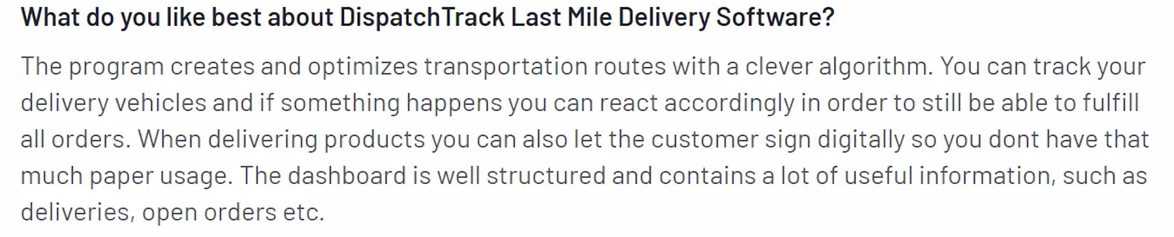 DispatchTrack review on Last Mile Delivery Software