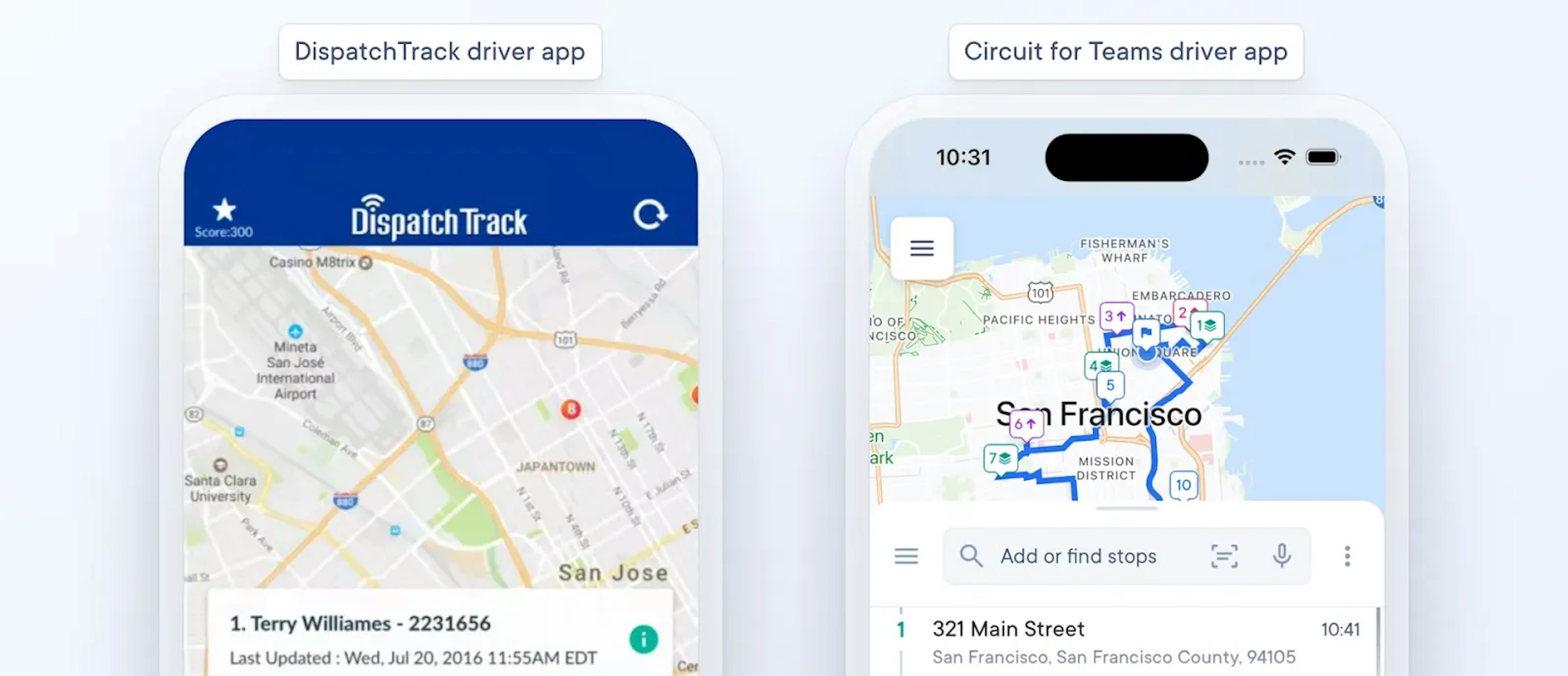 Comparing the apps of DispatchTrack and Circuit