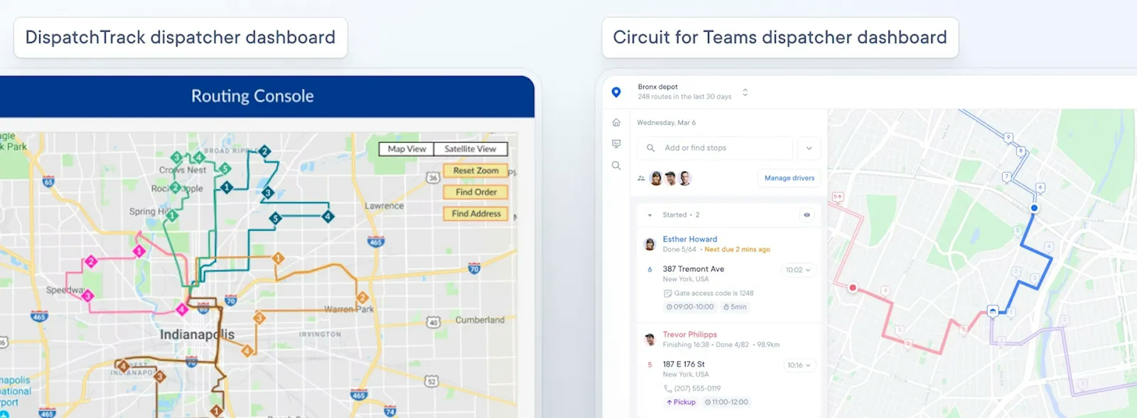 DispatchTrack dispatcher dashboard vs Circuit for Teams dispatcher dashboard