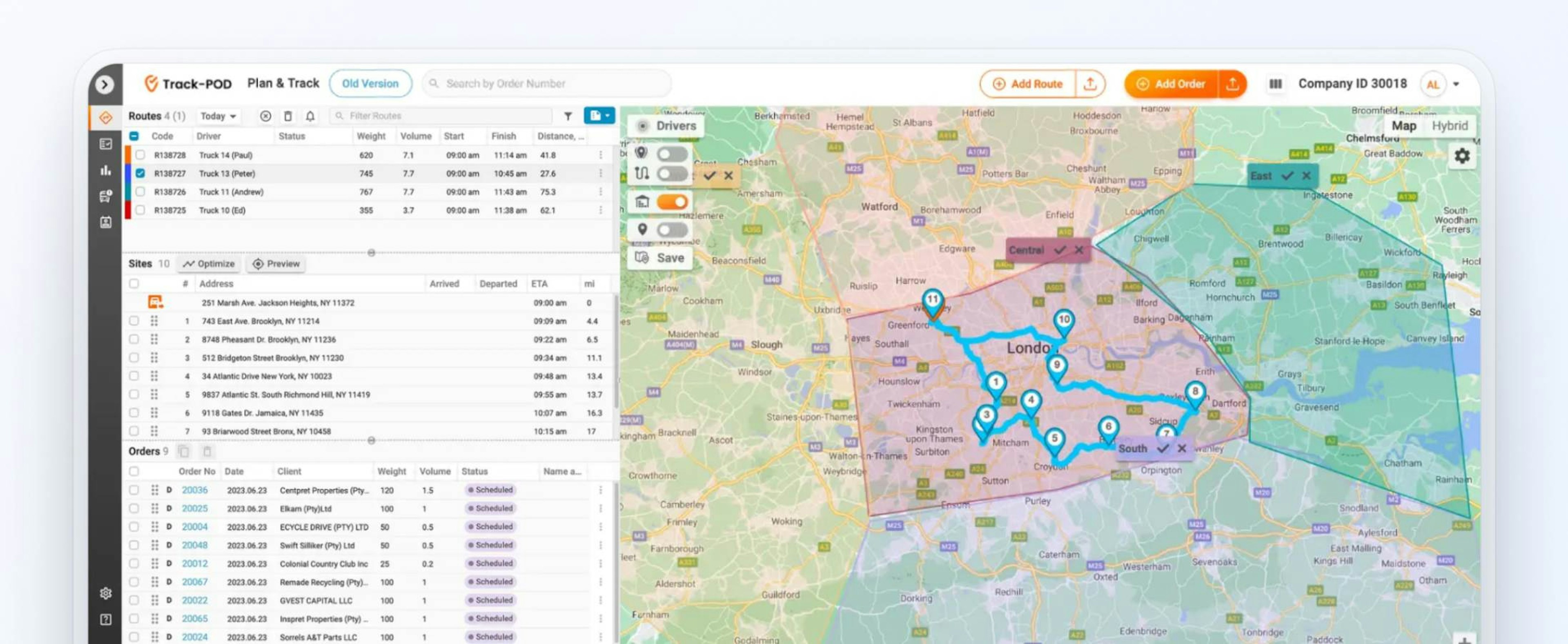 Track-POD geo zones