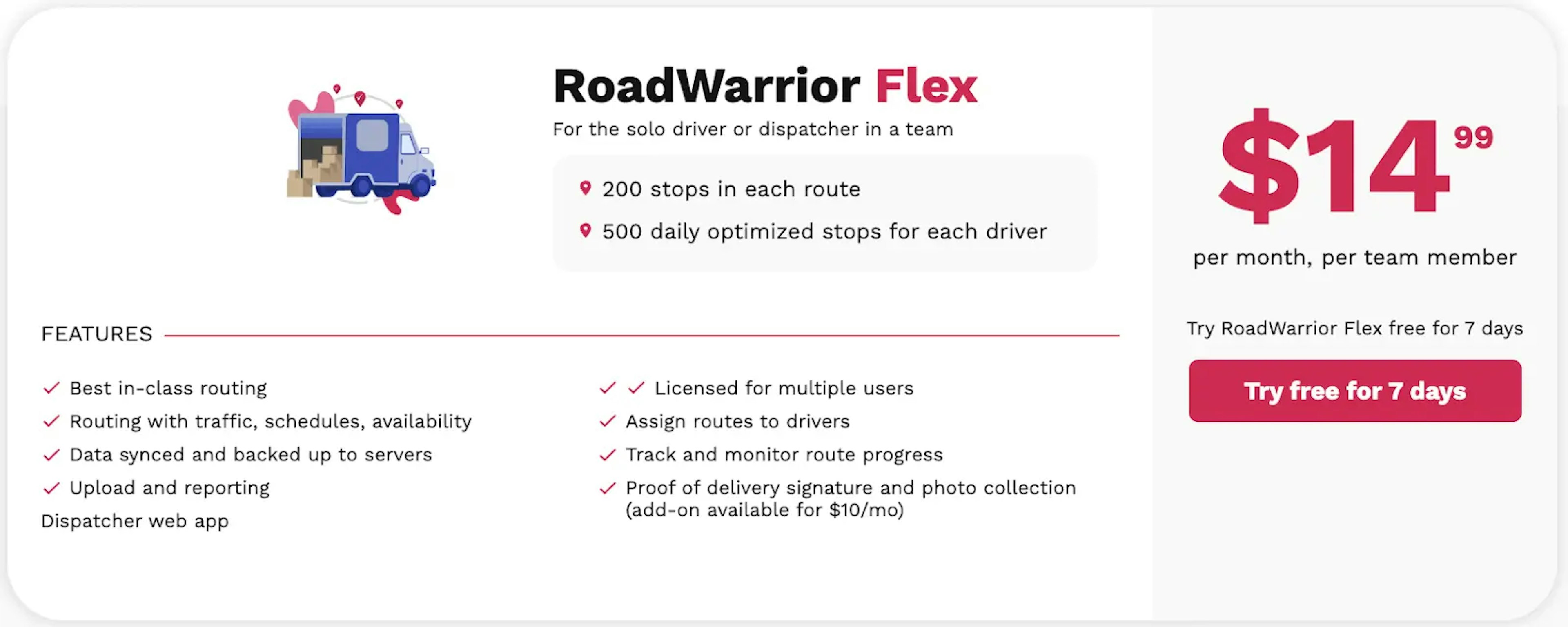 RoadWarrior Flex pricing