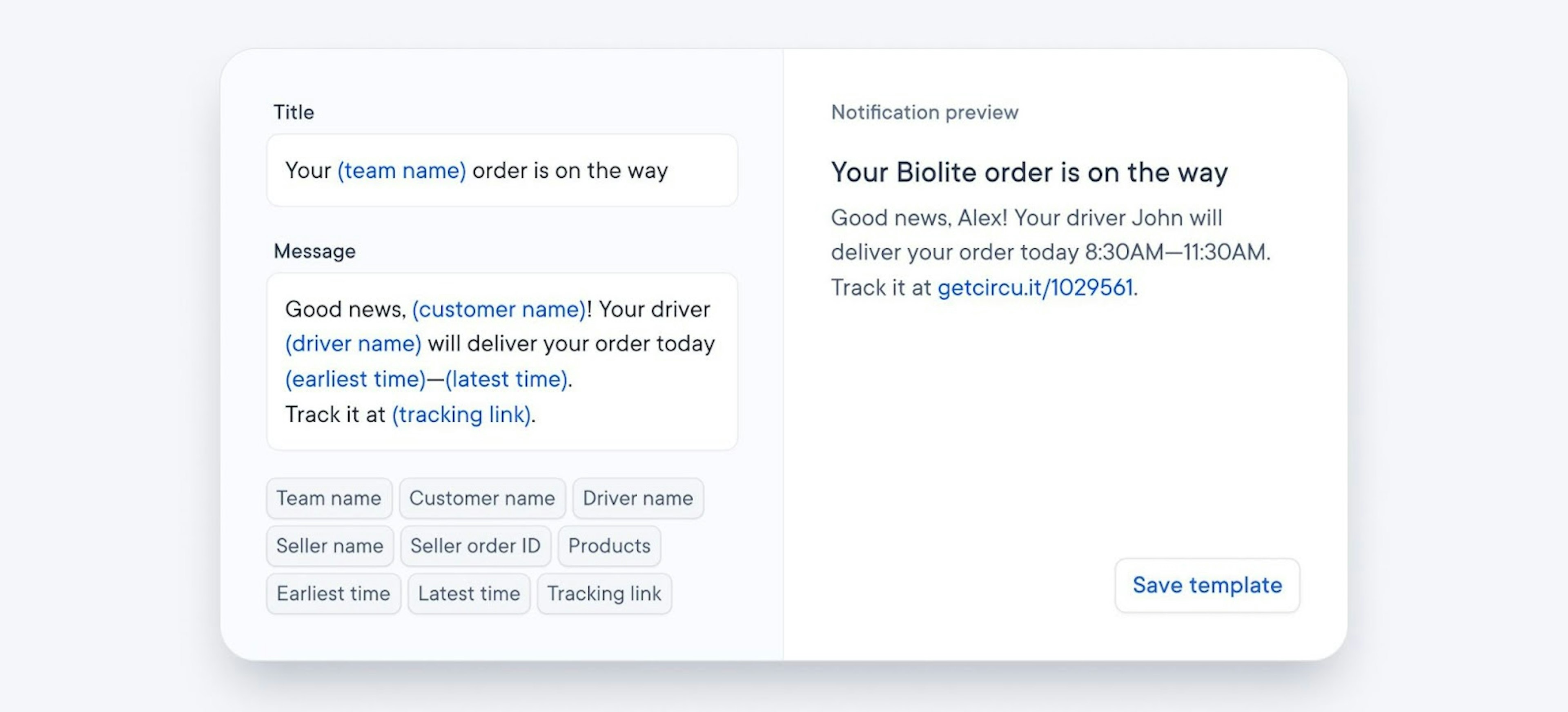 Customer delivery notifications and real-time status updates