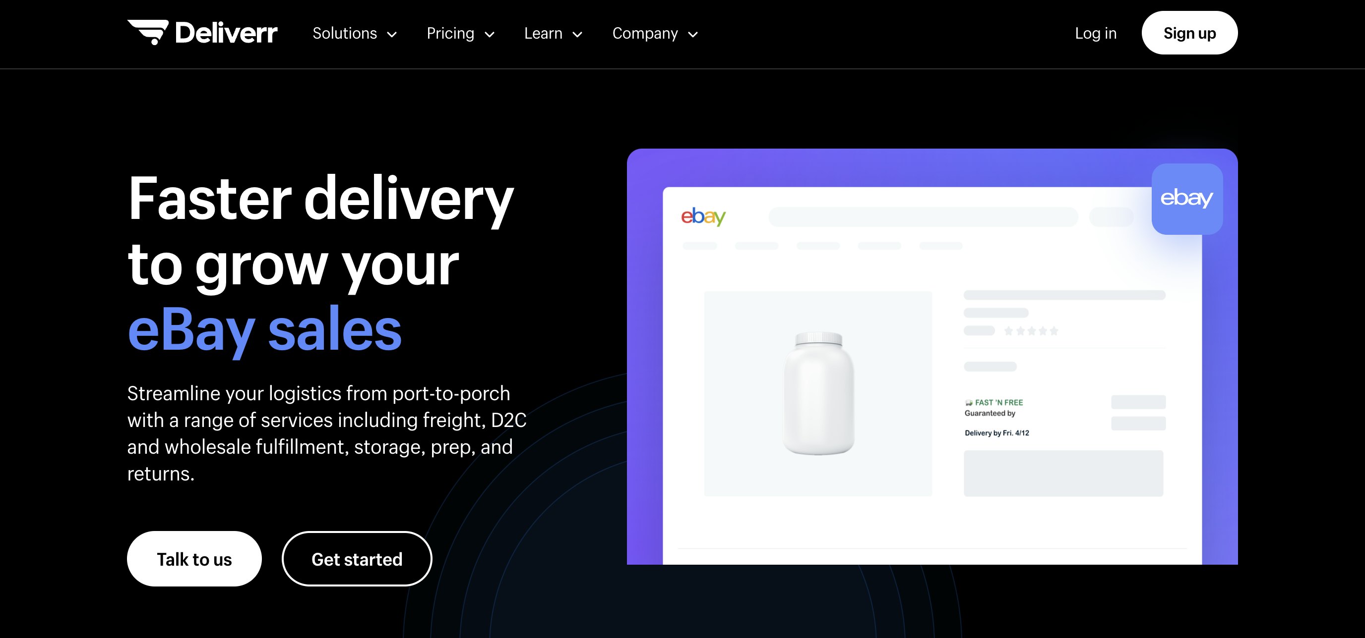 Deliverr home page