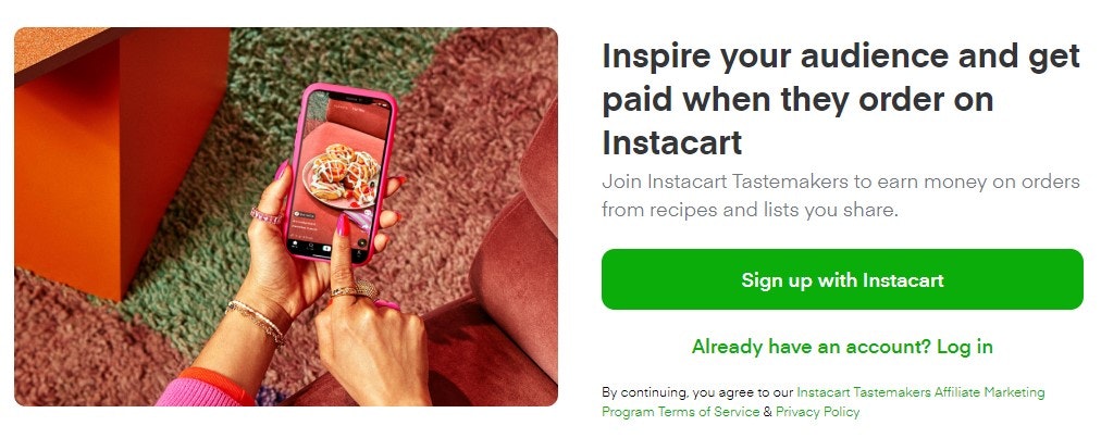 Join Instacart Tastemakers affiliate programme