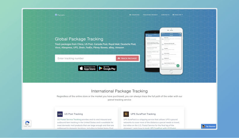 Packagesapp website homepage