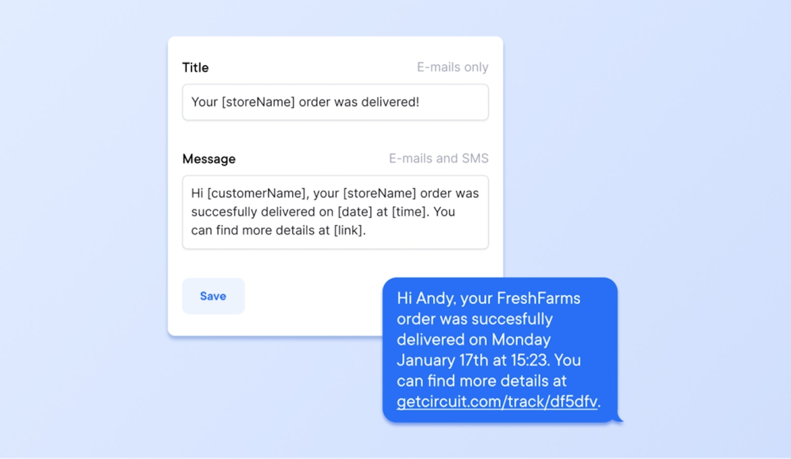 Customer notifications for order tracking