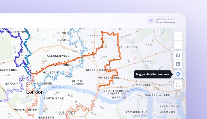simplified stop markers for multi-route map view