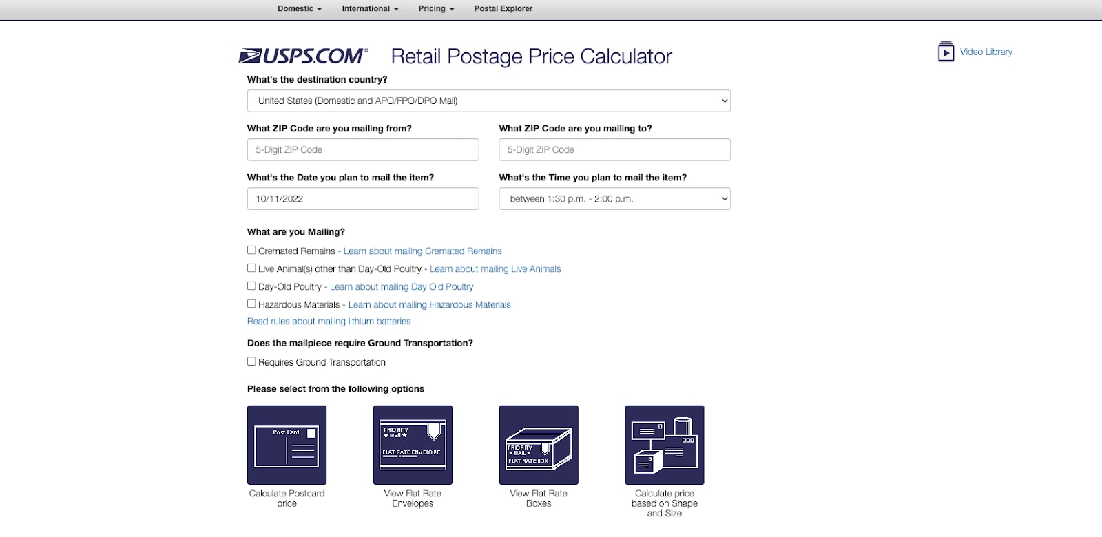 usps postage calculator