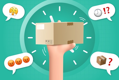 Delivery package with emoji comments surrounding it header image