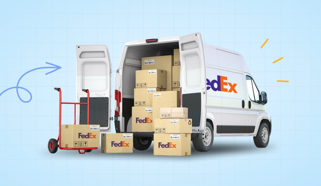 fedex delivery vehicle unloading