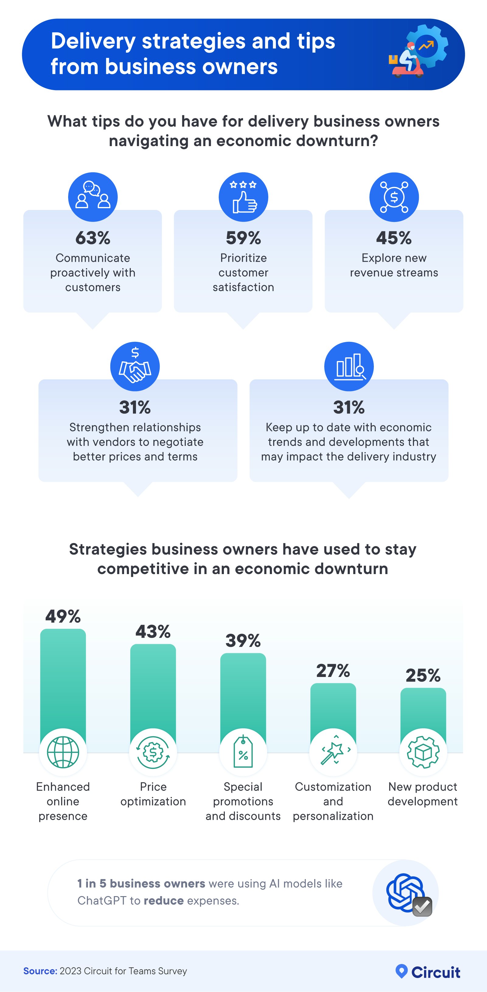 Infographic that explores delivery strategies and tips from business owners 