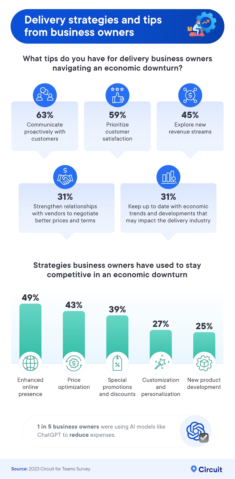 Infographic that explores delivery strategies and tips from business owners