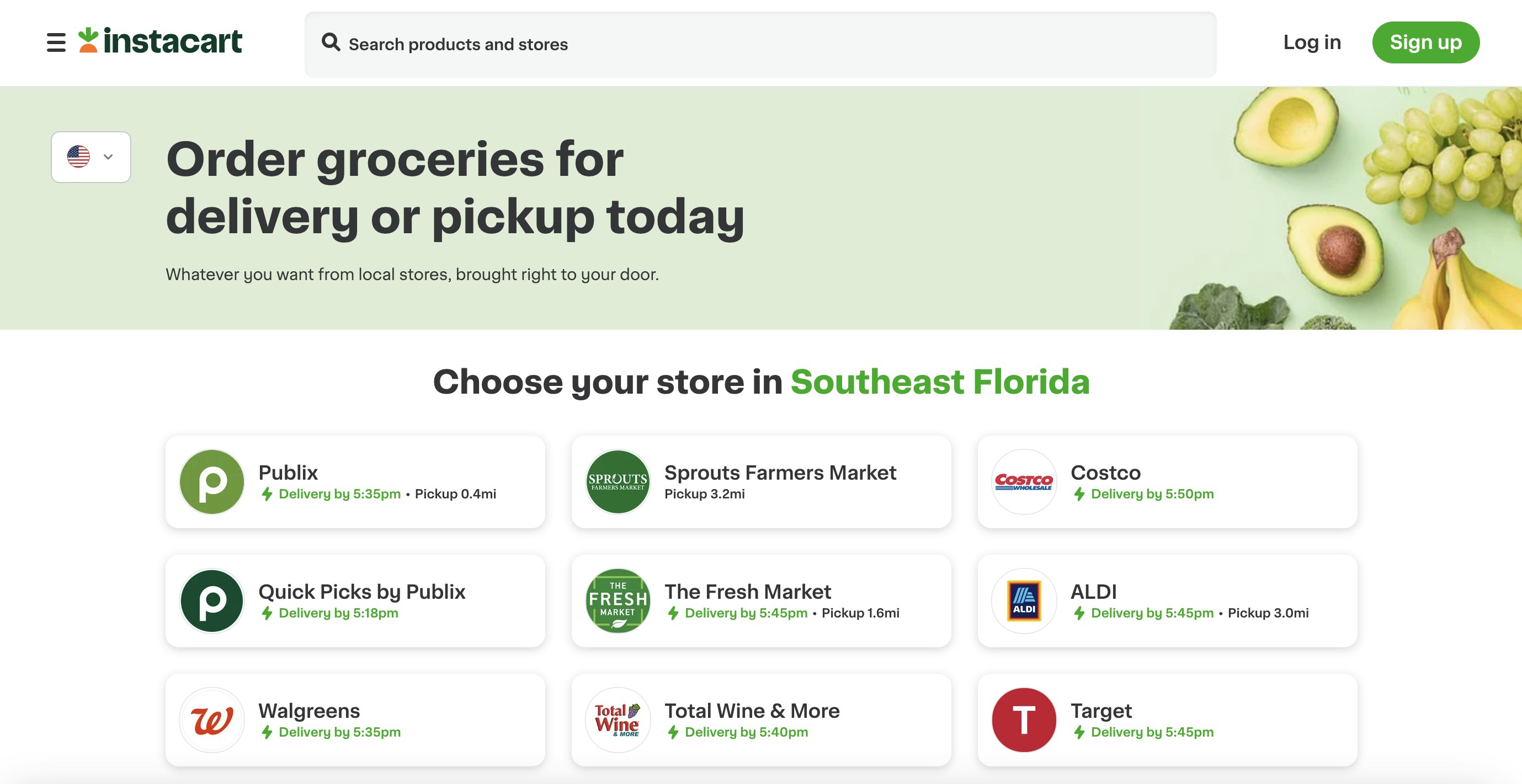 Instacart home page