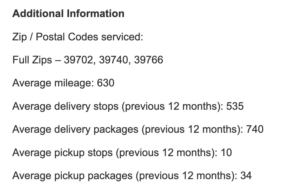 info to buy delivery route