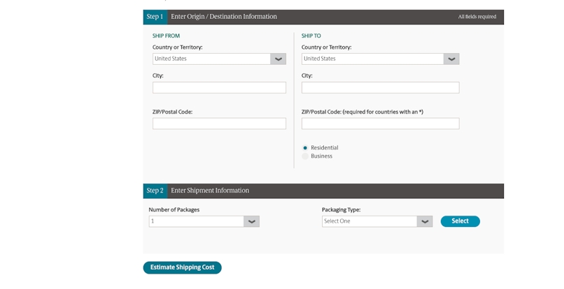ups postage calculator