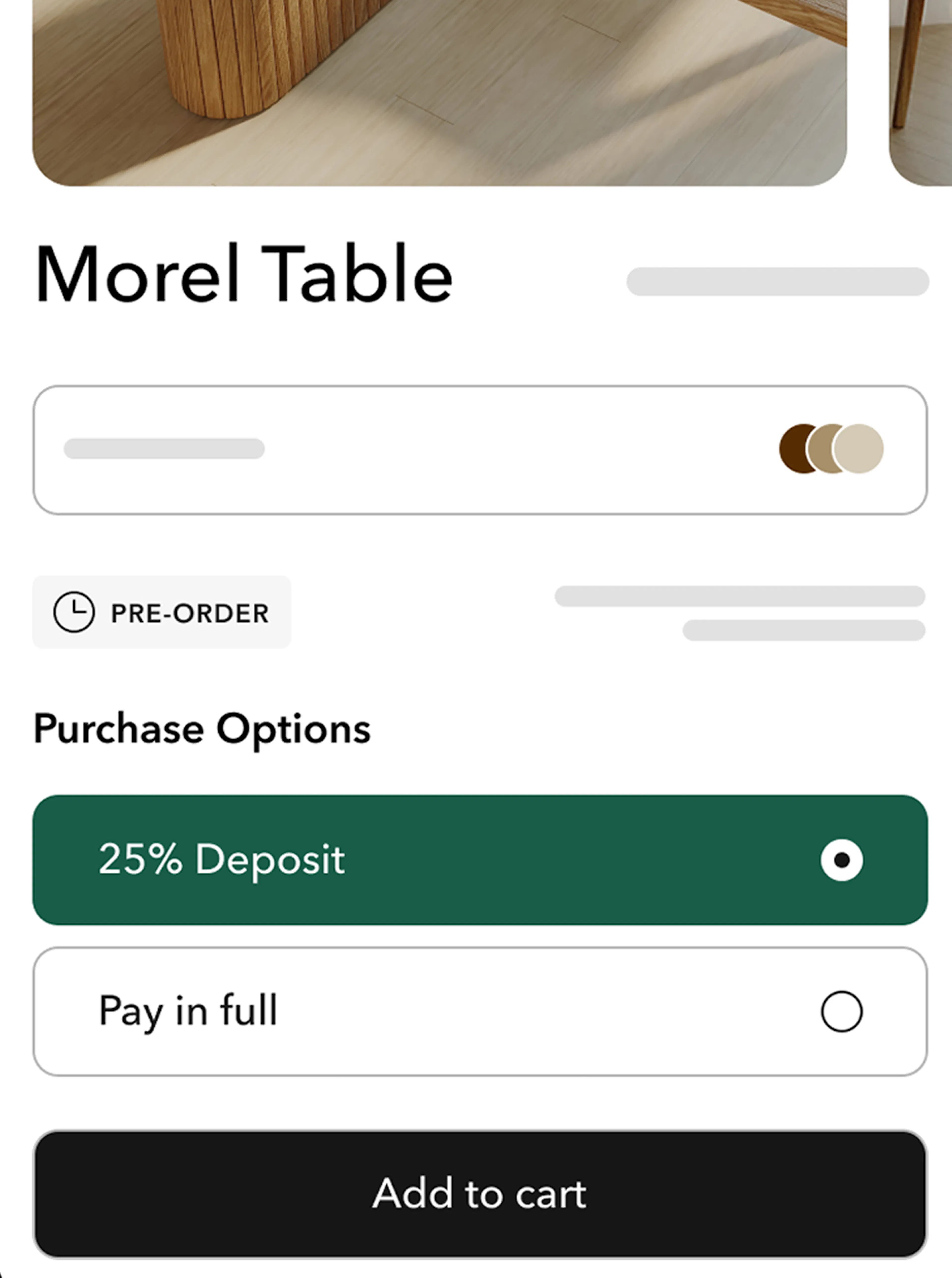 Product page purchase option