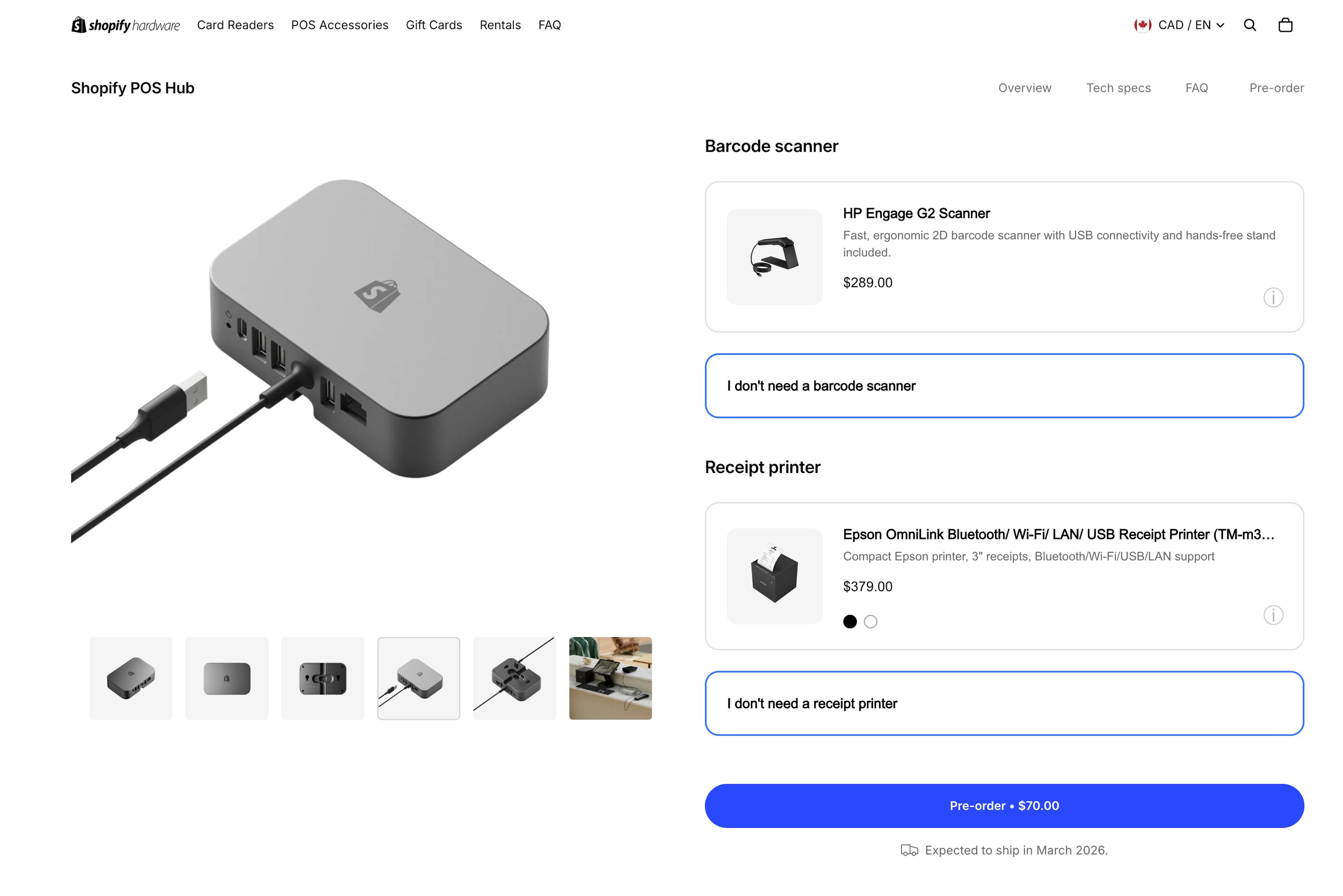 Shopify POS Hub device for preorder sale on Shopify's Hardware Store