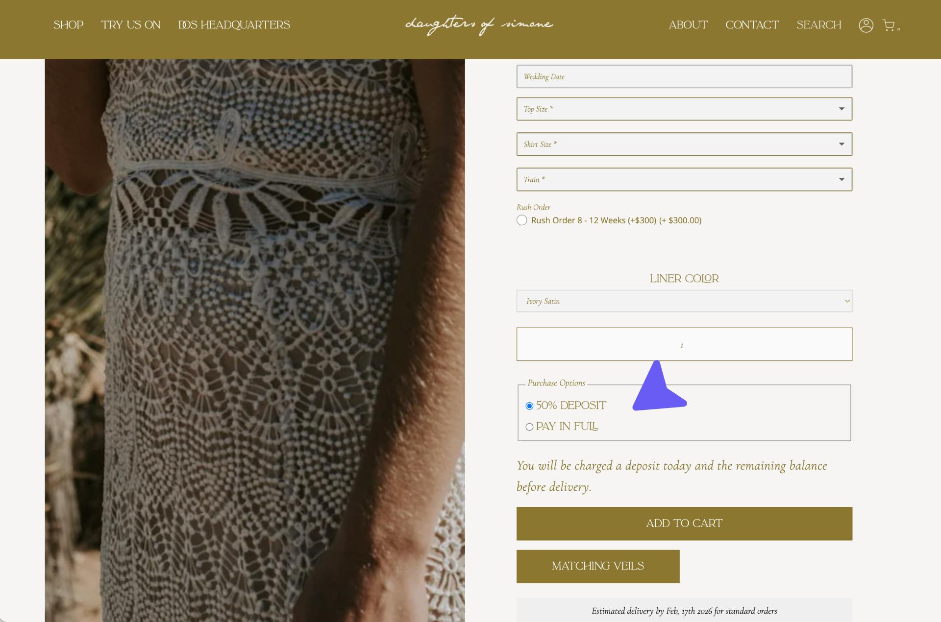 Daughters of Simone Shopify product page