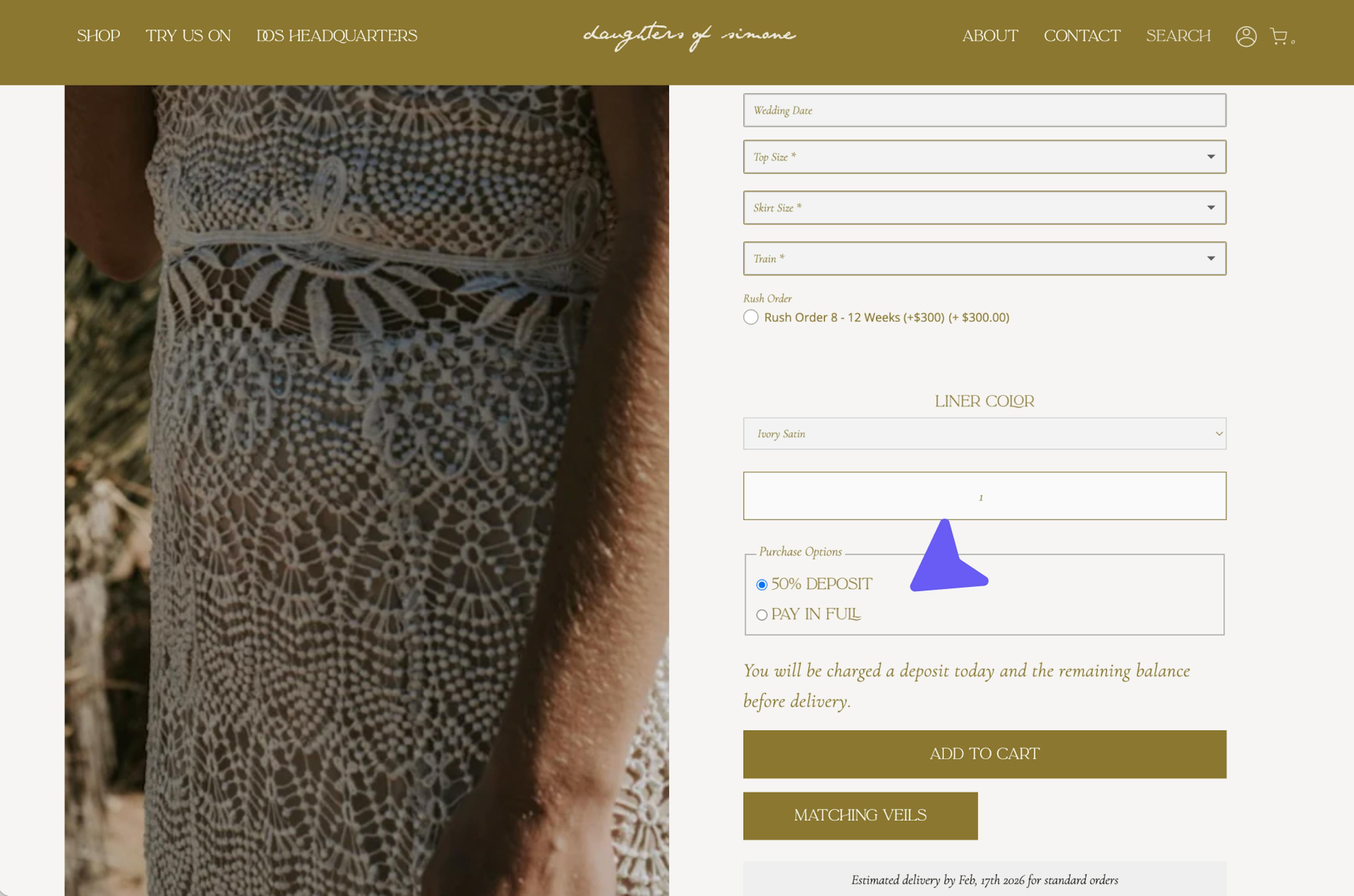 Daughters of Simone Shopify product page