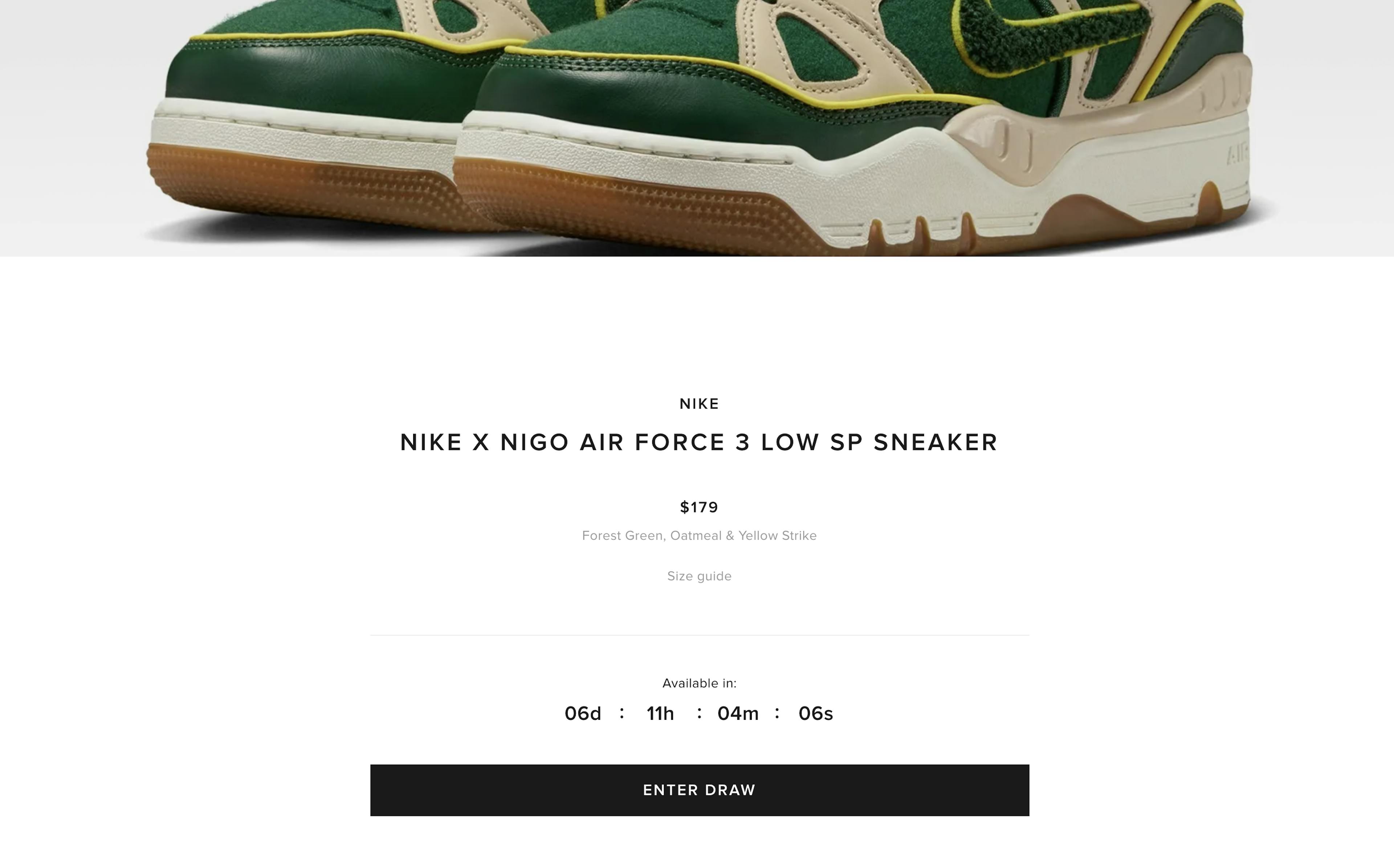 End Clothing Shopify store with draw to access sneaker drop