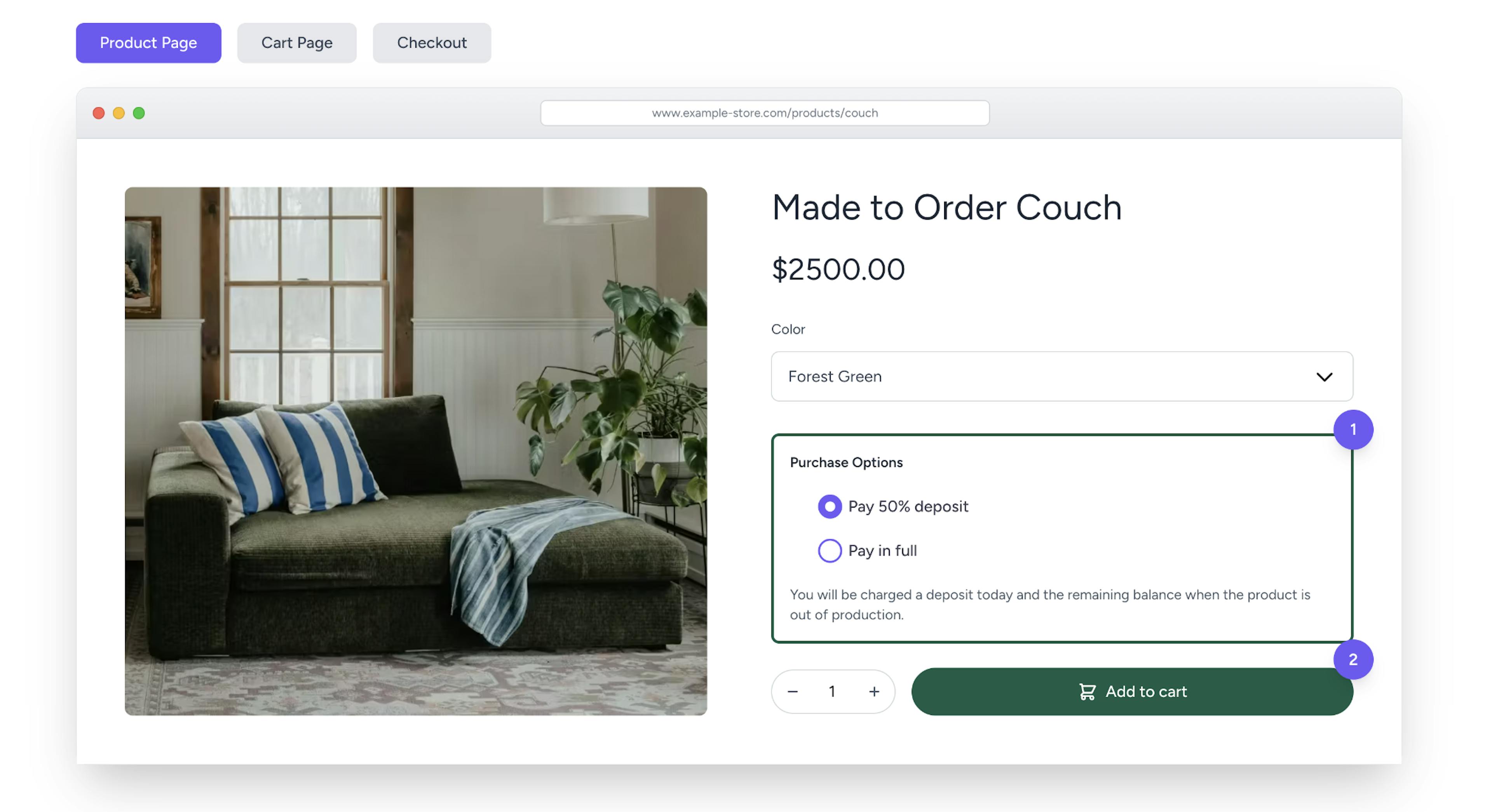 Screen capture of Downpay interactive demo