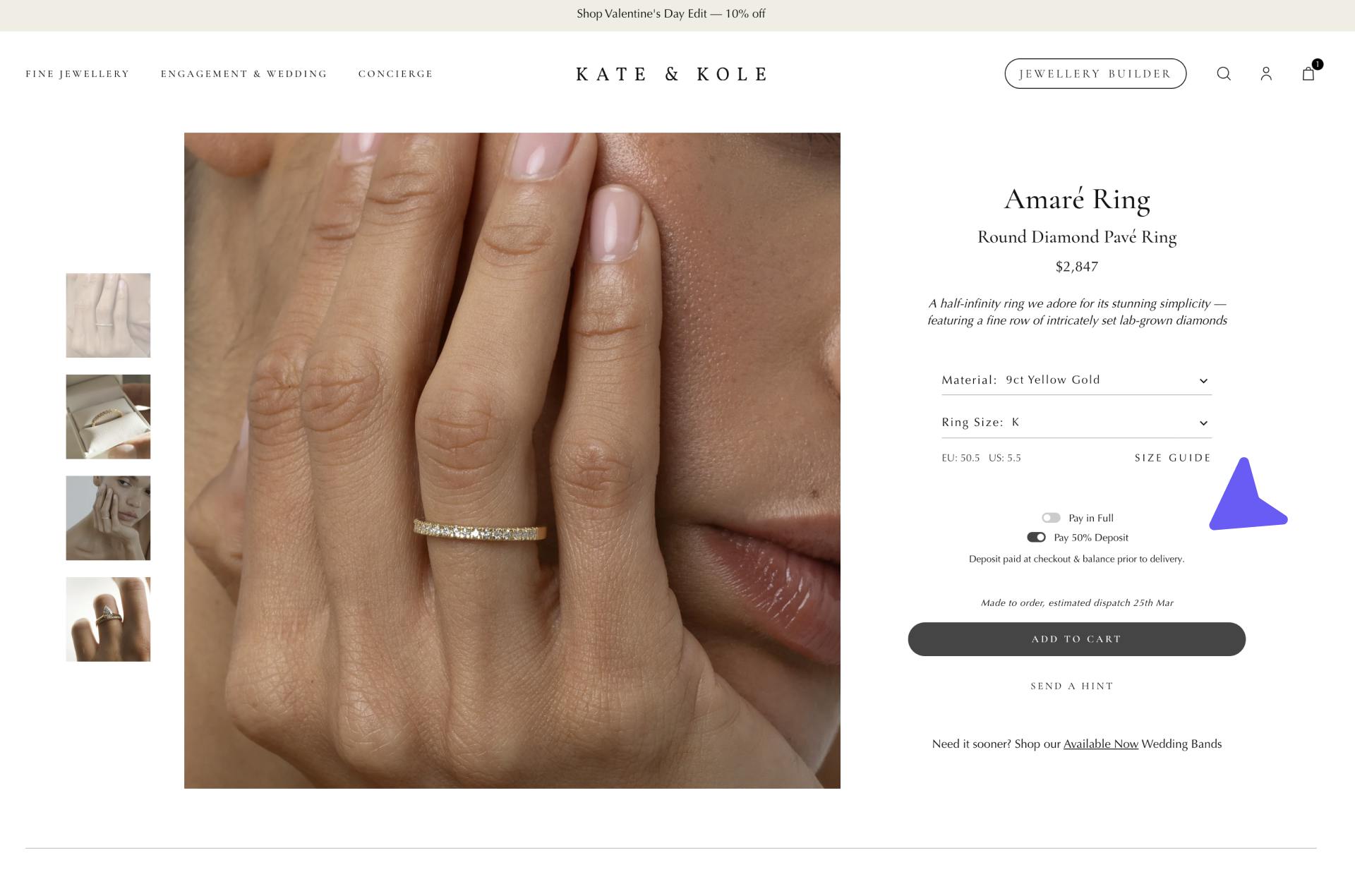 Kate and Kole jewelry Shopify product page