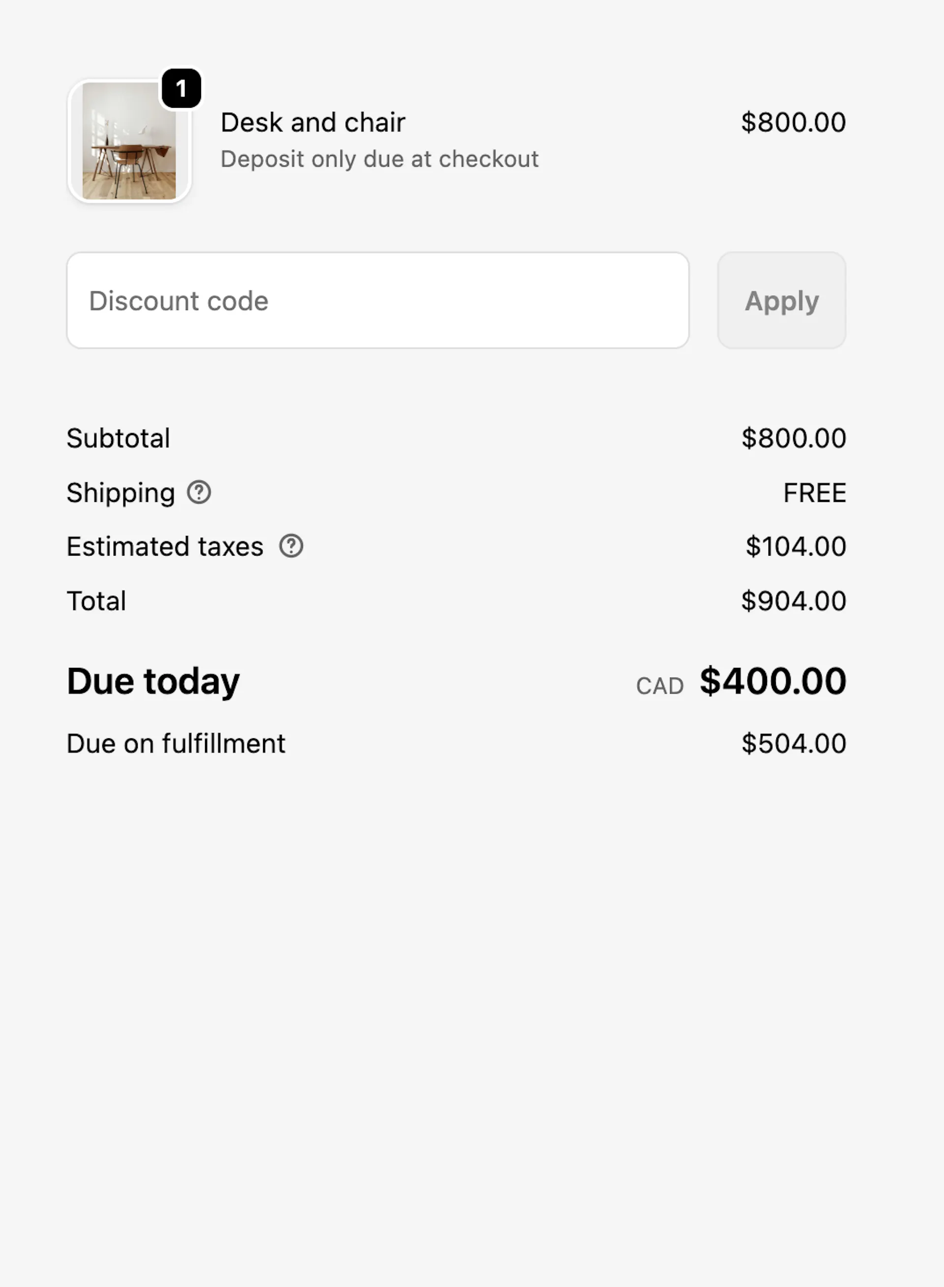 Deposit Shopify pre-order checkout