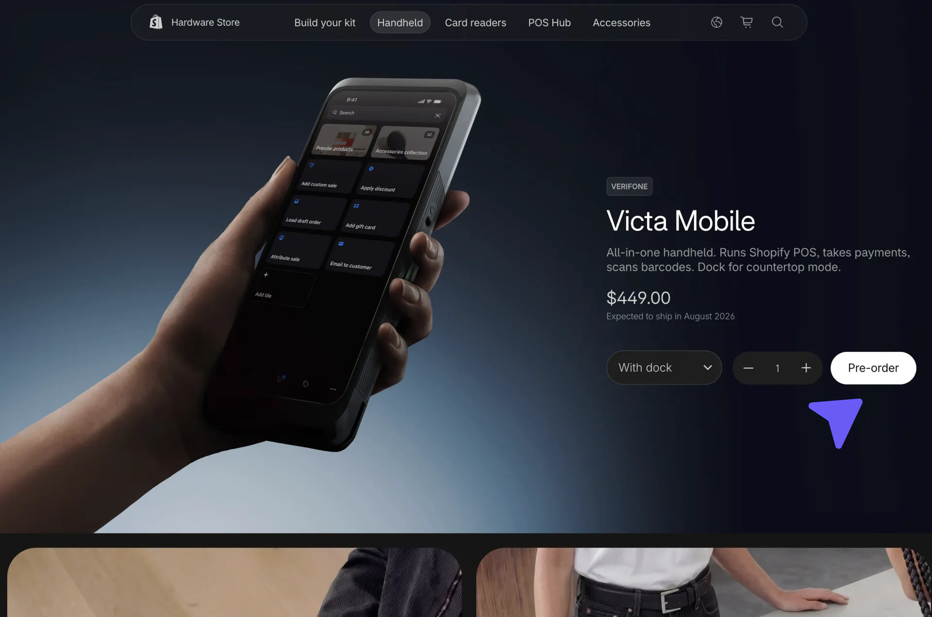 Shopify Hardware product page for Victa Mobile preorder