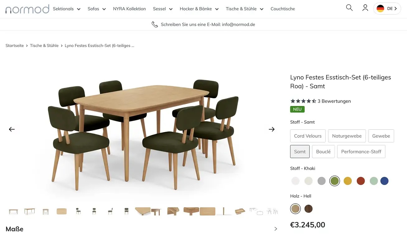 Normod made-to-order table and chairs bundle