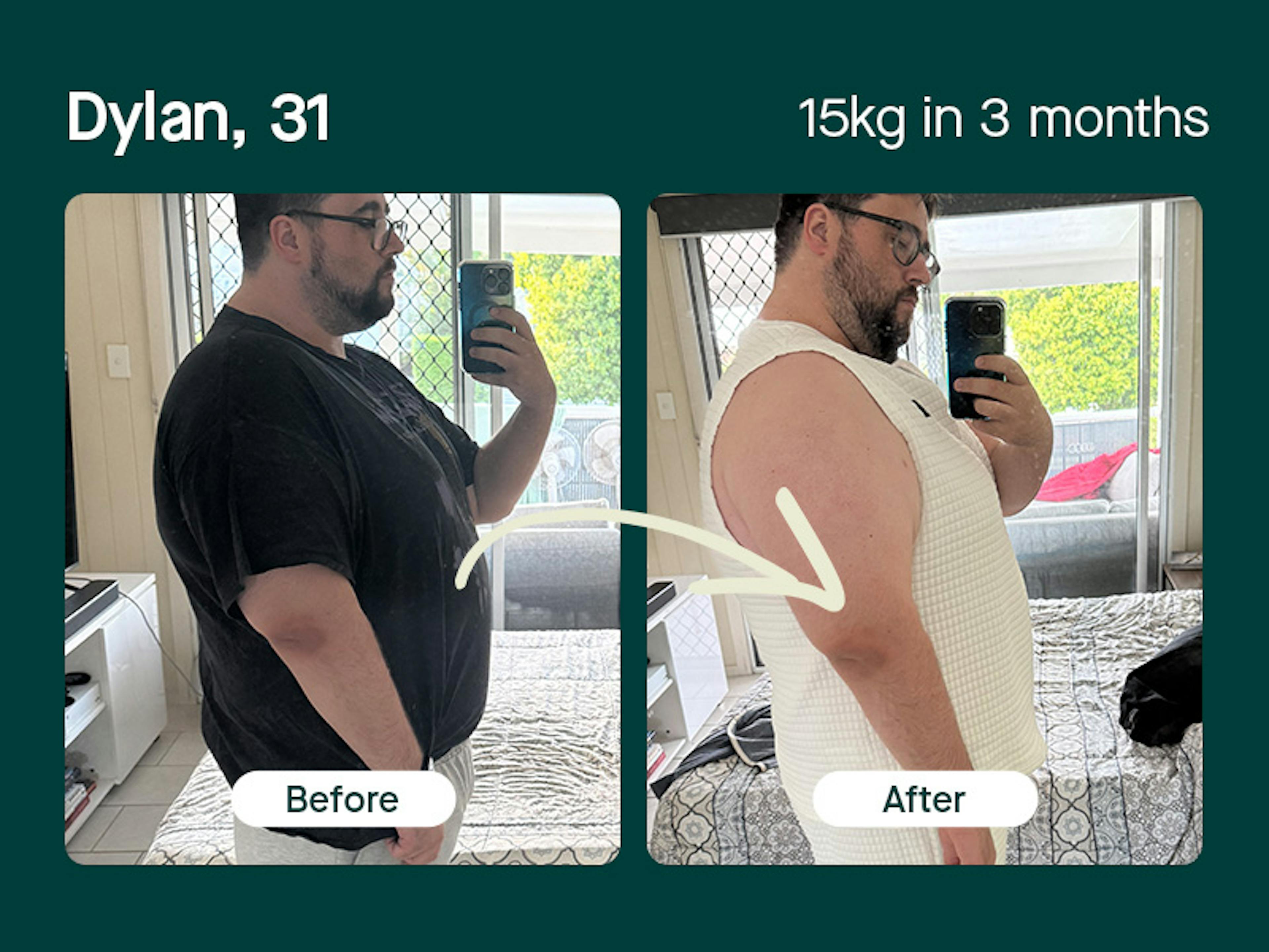Dylan, lost 15kg in 3 months