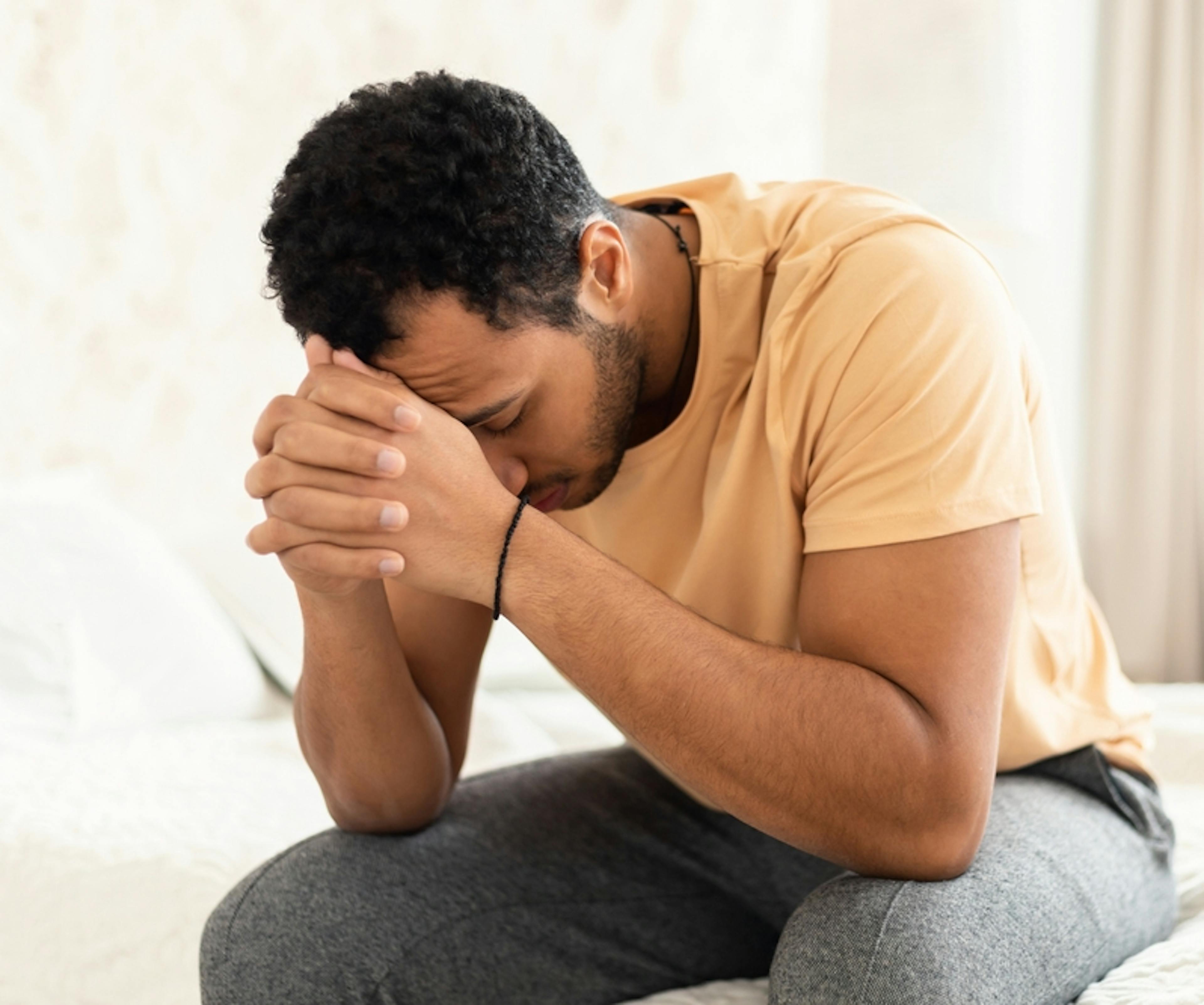 Man is struggling with his mental health 